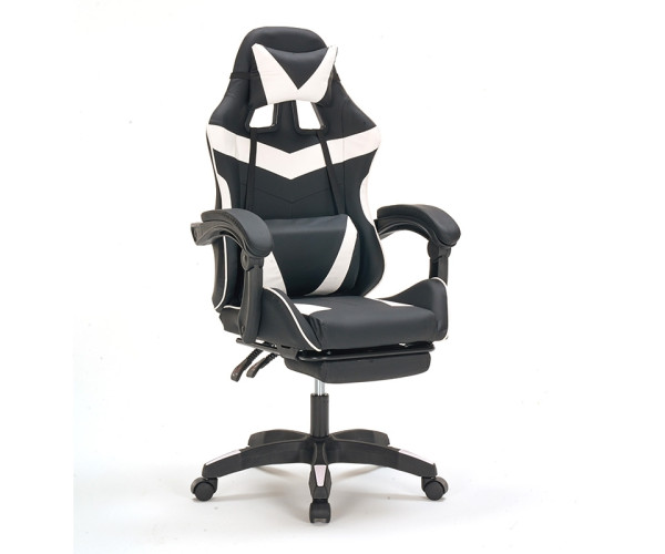 A9937 ΜΑΥΡΟ/ΛΕΥΚΟ PVC ΠΟΛΥΘΡΟΝΑ GAMING/ΜΕ ΥΠΟΠΟΔΙΟ 64X59X43-112/53-125εκ.